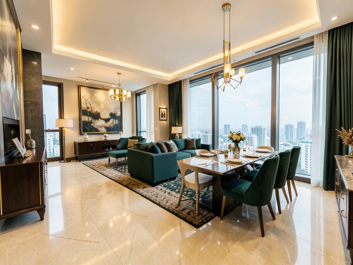 Representative living and dining area of a 3 BHK apartment at Sunteck Belvedere Park, Kashimira, Mira Road